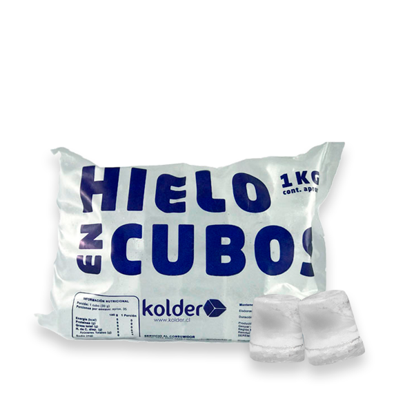 Bolsa de hielo en cubos Kolder 1kg - 22 cubos de 45gr